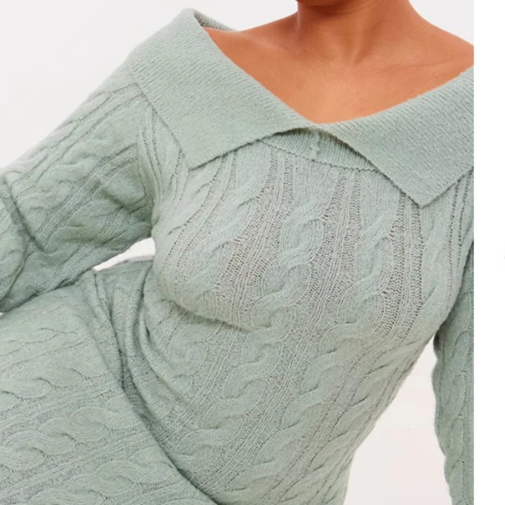 NWT!! PrettyLittleThing Sage Long Sleeve Knit Dress - Picture 7 of 8